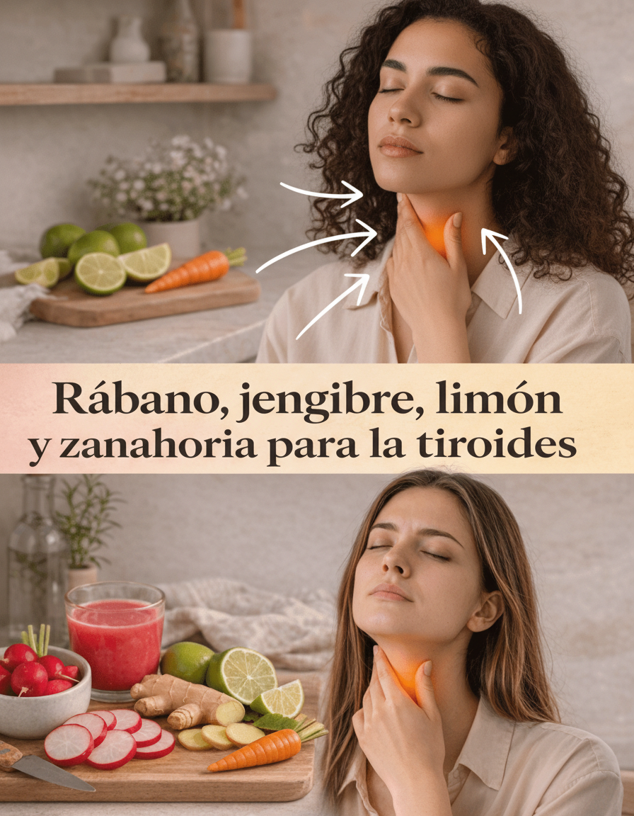 Potencia tu Bienestar Tiroideo: La Combinación Natural de Rábano, Jengibre, Limón y Zanahoria