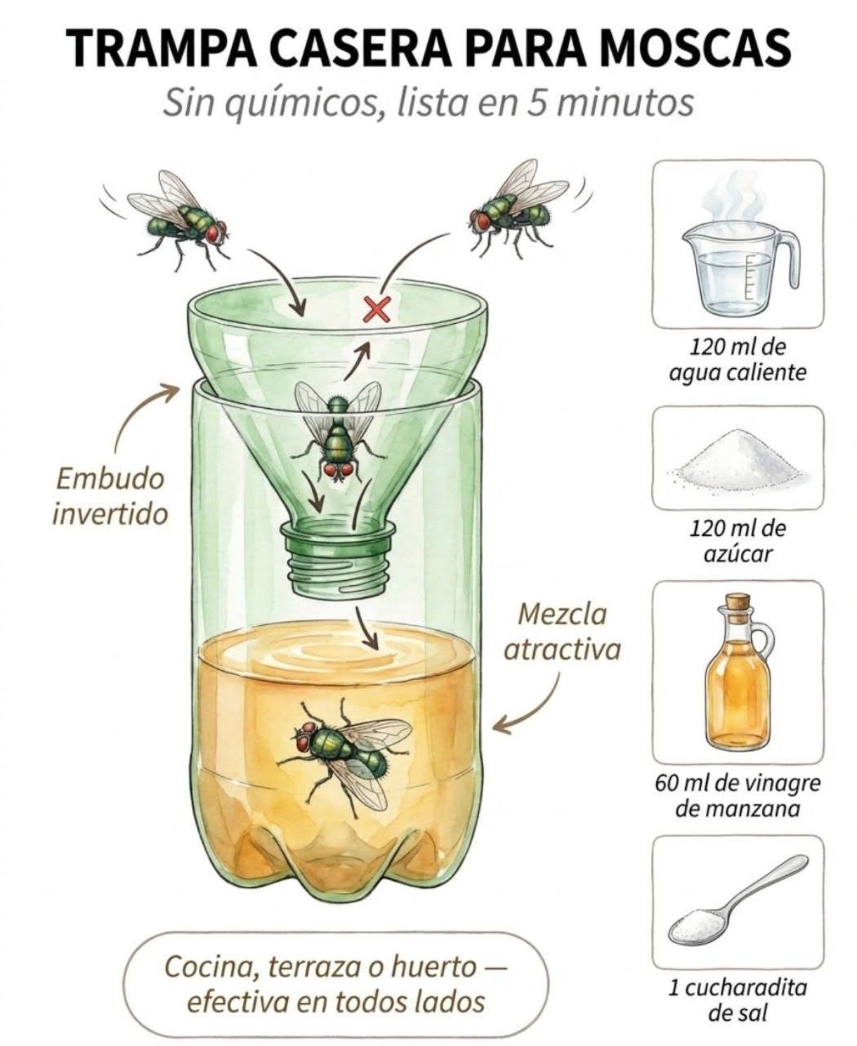 🪰 Di adiós a moscas y mosquitos: la trampa casera más eficaz y económica que puedes crear en tu hogar