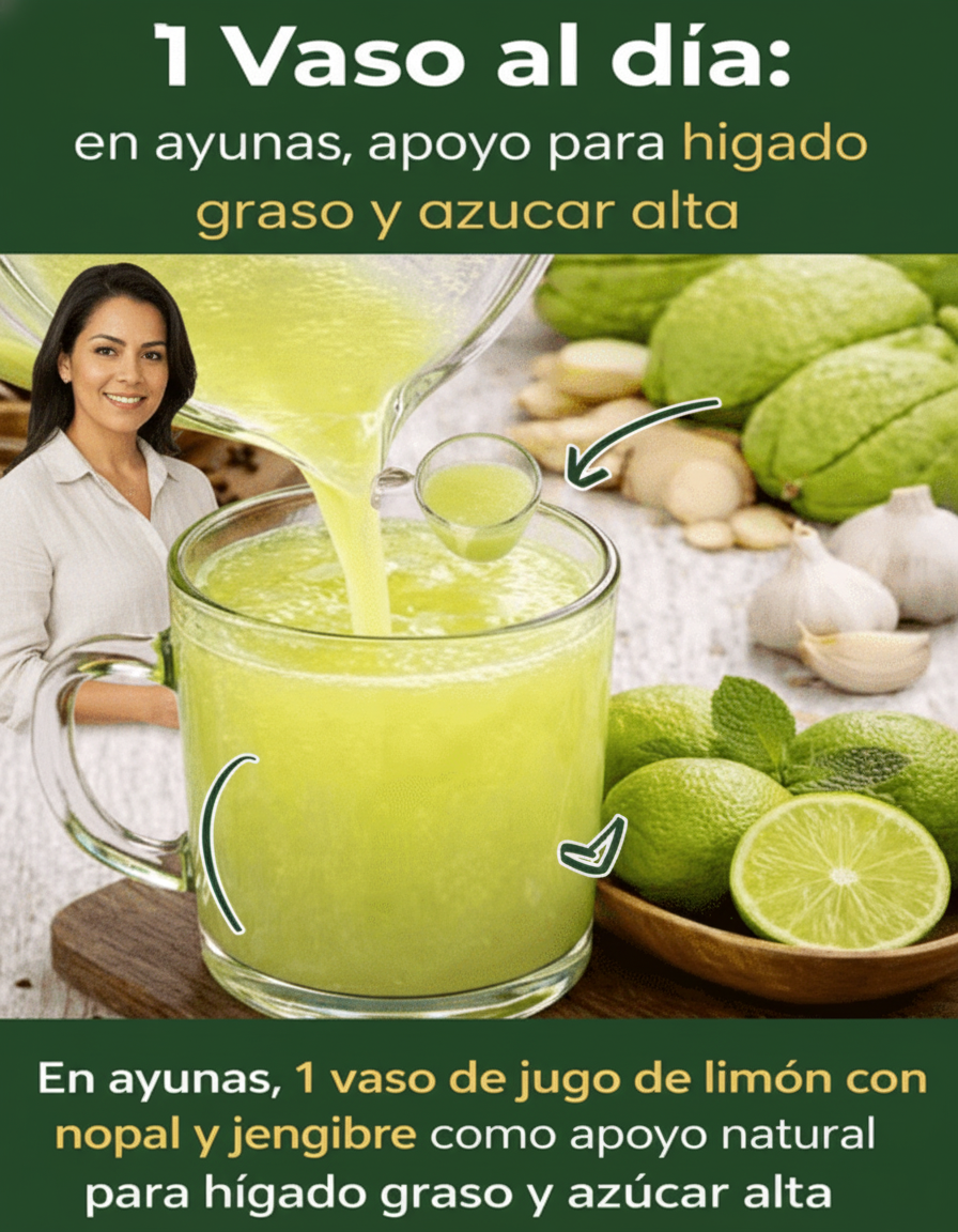 El Poder Matutino: Un Vaso de Nopal, Limón y Jengibre en Ayunas para la Salud Hepática y el Control de Azúcar