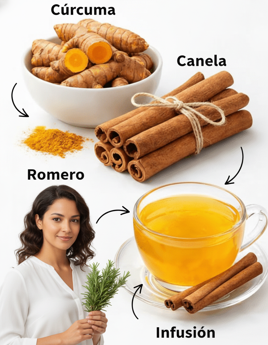 Elixir Dorado: La Infusión Revitalizante de Romero, Cúrcuma y Canela para Potenciar Cuerpo y Mente