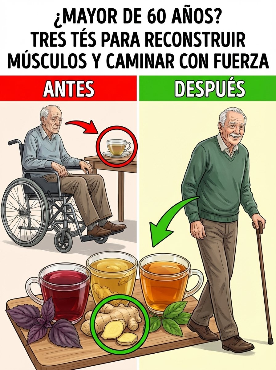 ¡Alerta Mayores de 60! El Secreto de 3 Tés que Transformarán tus Músculos y te Harán Caminar con una Fuerza Sorprendente. ¡No te lo puedes perder!