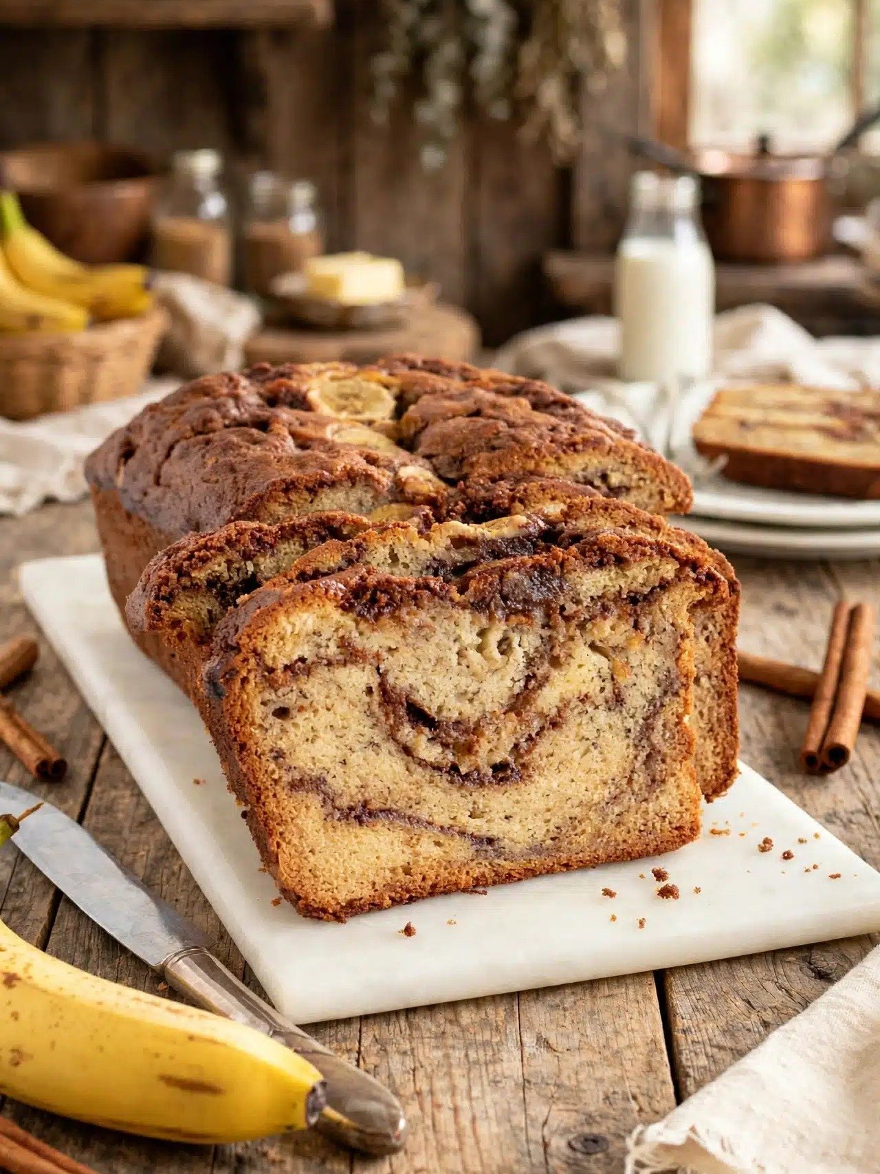 The Cozy Banana Bread Upgrade You’ll Crave: Soft Cinnamon Roll Banana Bread with Sweet Swirls