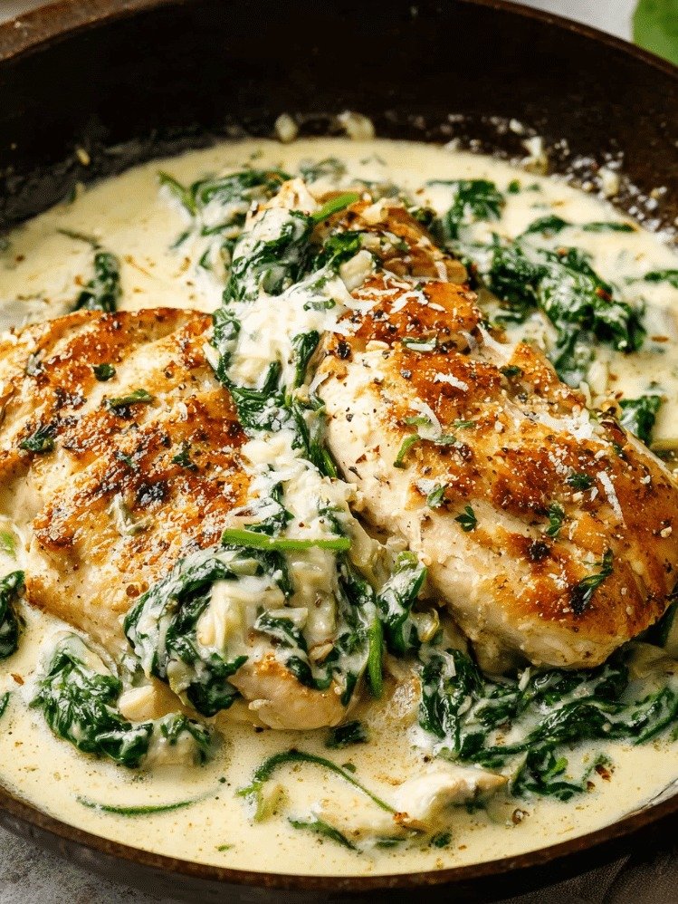 Melt-In-Your-Mouth Good: This Cheesy Creamy Chicken & Spinach Recipe Is Pure Dinner Magic!