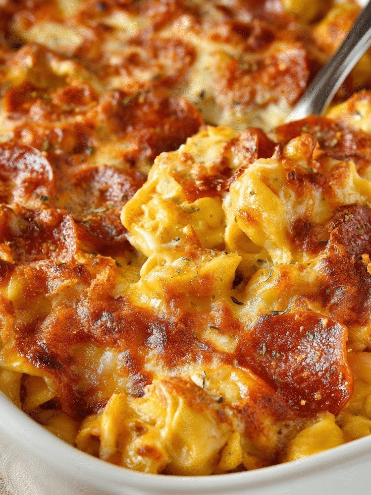 The Viral Comfort Food You NEED: This Cheese Tortellini Pepperoni Pizza Casserole Is Pure Genius!