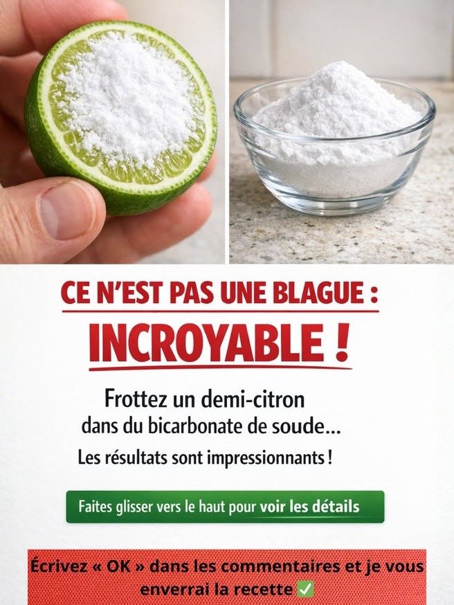 ¡No es un chiste! Sumerge medio limón en bicarbonato de sodio y prepárate para ver resultados que te volarán la cabeza 🍋✨