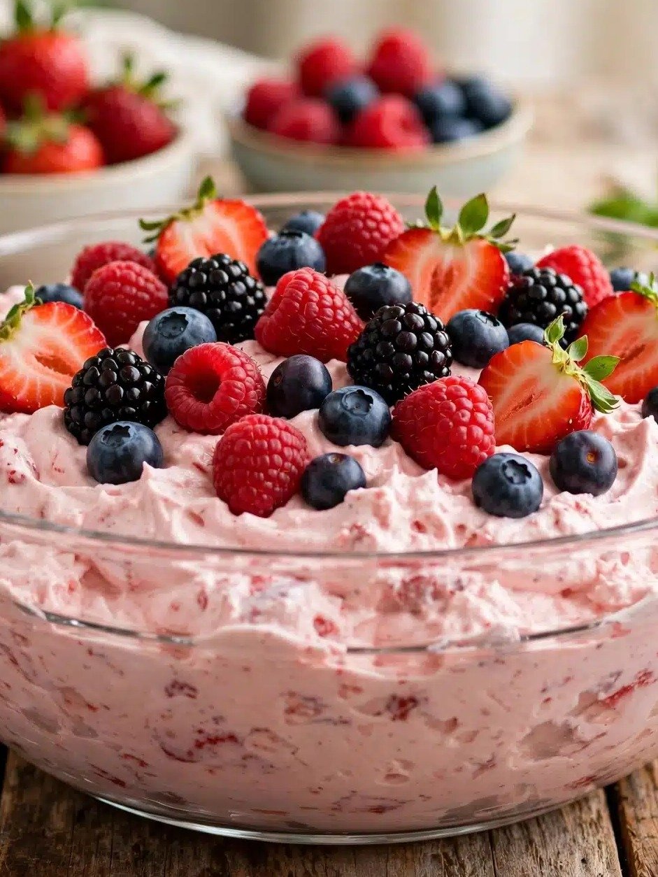 The Viral No-Bake Berry Fluff Jello Salad That Will Disappear First at Every Potluck!