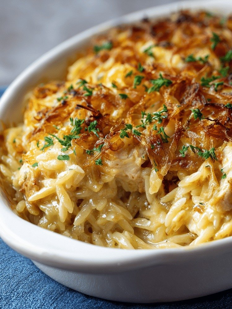 Stop Scrolling! This French Onion Chicken Orzo Casserole Is the ONLY Cozy Meal You Need Tonight
